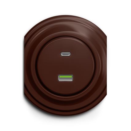 Reblig - Retro USB-stopcontact (USB-A en USB-C) zonder afdekraam, bruin
