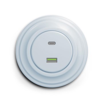 Reblig - Retro USB-wandcontactdoos A+C met afdekraam, blauw