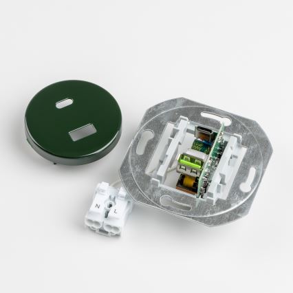 Reblig - Retro USB-wandcontactdoos A+C met afdekraam, groen