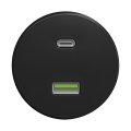Reblig - Retro USB-wandcontactdoos A+C zonder afdekraam zwart
