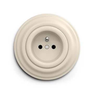 Reblig - Retro wandcontactdoos met afdekraam, 230 V, beige