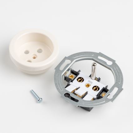 Reblig - Retro wandcontactdoos met afdekraam, 230 V, beige