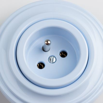 Reblig - Retro wandcontactdoos met afdekraam 230V blauw