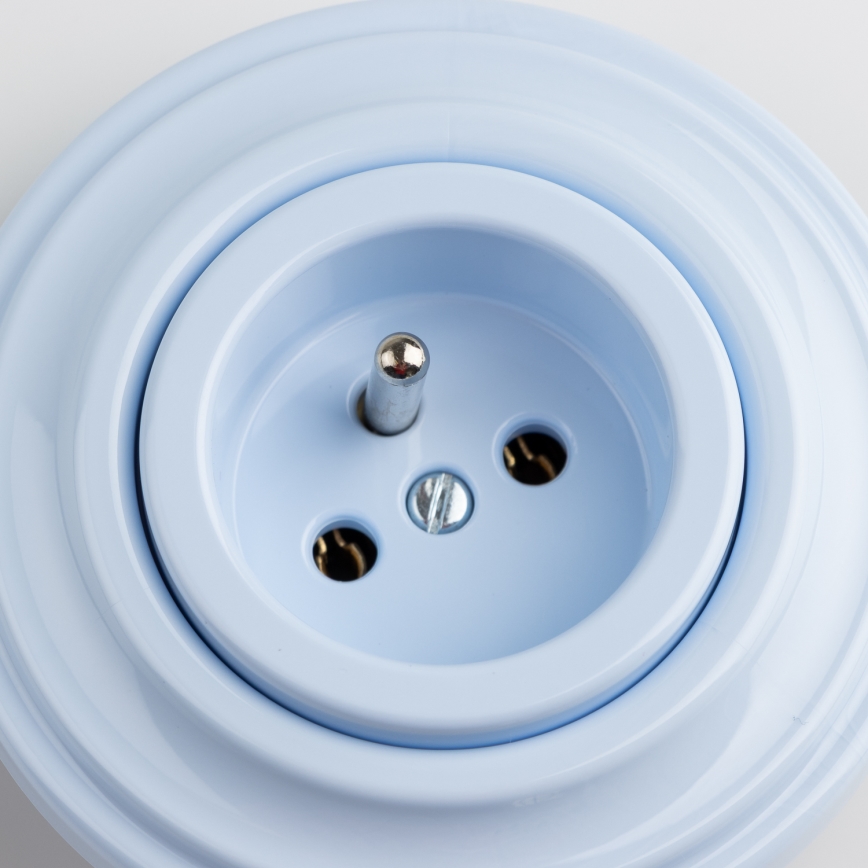 Reblig - Retro wandcontactdoos met afdekraam 230V blauw