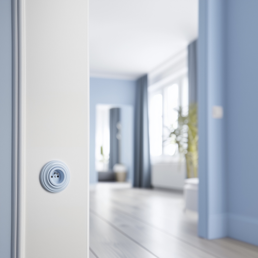 Reblig - Retro wandcontactdoos met afdekraam 230V blauw