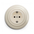 Reblig - Retro wandcontactdoos met afdekraam SCHUKO 230V/16A beige