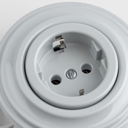 Reblig - Retro wandcontactdoos met afdekraam, Schuko-aansluiting 230V/16A, grijs