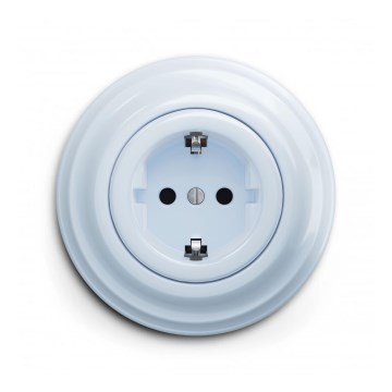 Reblig - Retro wandcontactdoos met frame SCHUKO 230V/16A blauw