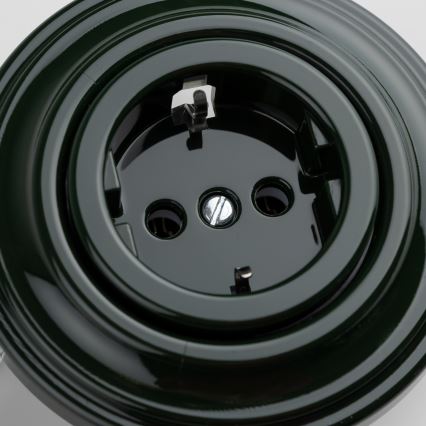 Reblig - Retro wandcontactdoos met SCHUKO-afdekraam 230V/16A groen