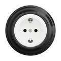 Reblig - Retro wandcontactdoos met SCHUKO-afdekraam 230V/16A, sneeuwwit/zwart