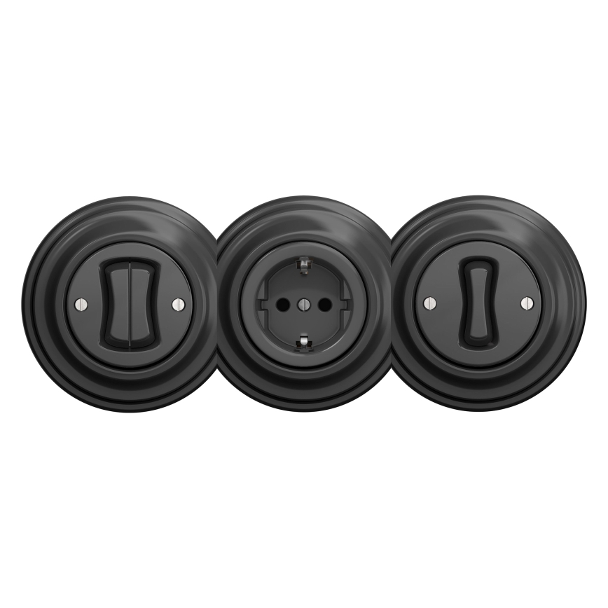 Reblig - Retro wandcontactdoos SCHUKO zonder afdekraam 230V/16A antraciet