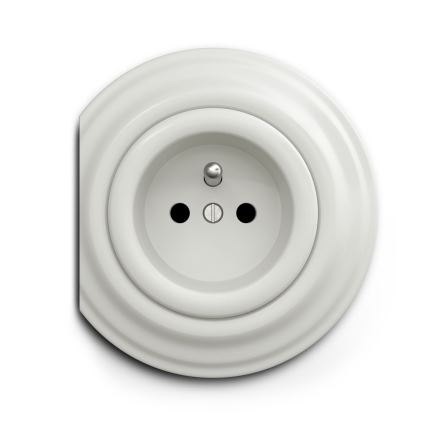 Reblig - Retro wandcontactdoos zonder afdekraam 230V keramisch wit