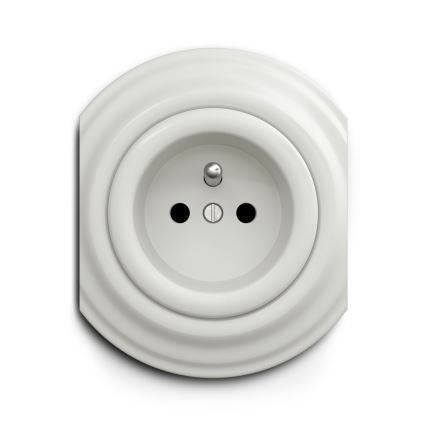 Reblig - Retro wandcontactdoos zonder afdekraam 230V keramisch wit