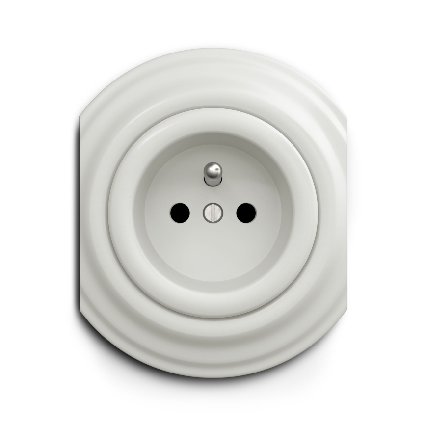 Reblig - Retro wandcontactdoos zonder afdekraam 230V keramisch wit