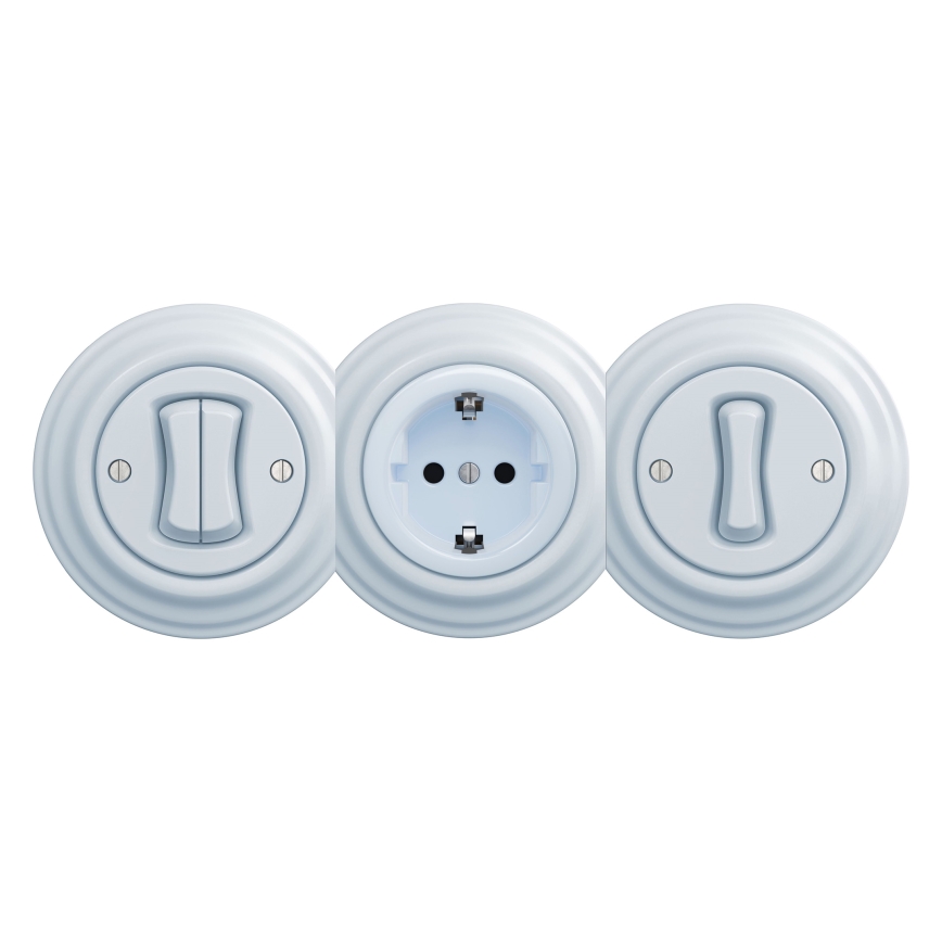 Reblig - Retro wandcontactdoos zonder afdekraam SCHUKO 230V/16A blauw