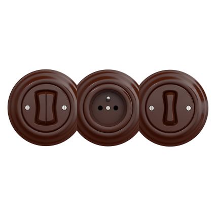Reblig - Retro wandcontactdoos zonder afdekraam SCHUKO 230V/16A bruin