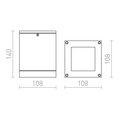 RED - Design Rendl - R10385 - Plafond Lamp voor Buiten QUADRA 1xE27/75W/230V IP54