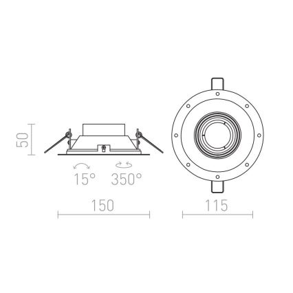 RED -  Design Rendl - R12046 - Inbouwlamp IPSO 1xGU10/50W/230V