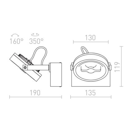 RED - Design Rendl - R12332 - LED Wand Spot KELLY LED/12W/230V