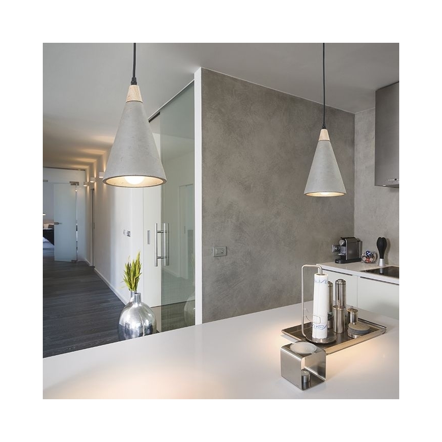 RED - Design Rendl - R12380 - Hanglamp aan een koord HEIDI 1xE27/28W/230V beton/hout