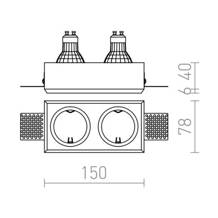 RED -  Design Rendl - R12900 - Inbouwlamp QUO 2xGU10/35W/230V