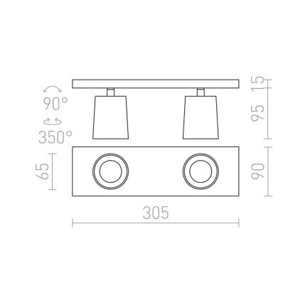 RED - Design Rendl - R12915 - Verstraler KENNY 2xGU10/35W/230V