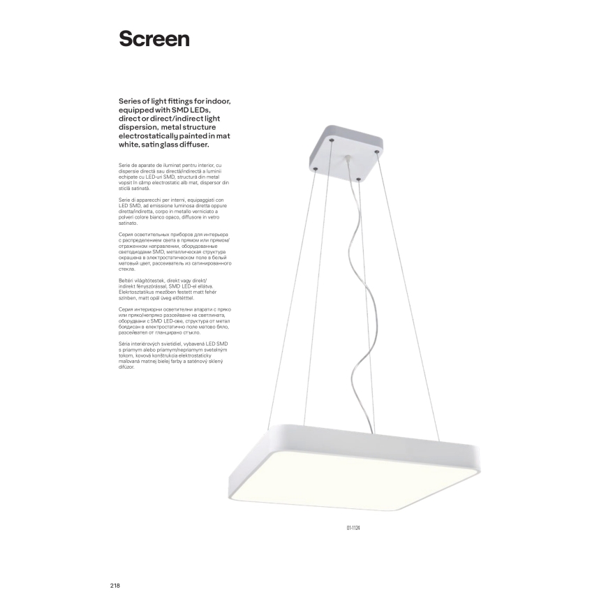 Redo 01-1124 - LED Hanglamp aan een koord SCREEN LED/48W/230V 3000K
