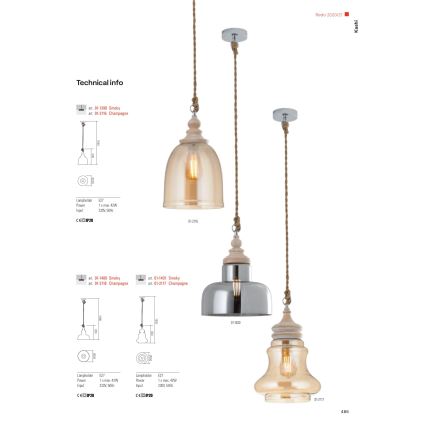 Redo 01-1401 - Hanglamp aan koord KASHI 1xE27/42W/230V