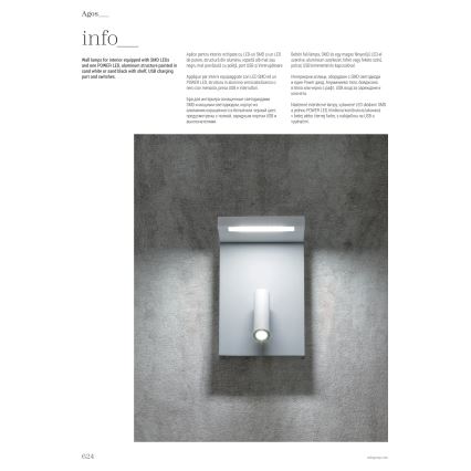 Redo 01-1500 - LED Wandspot AGOS LED/6W/230V + LED/3,2W USB zwart