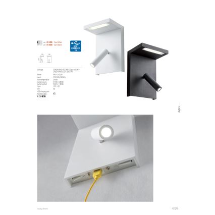 Redo 01-1500 - LED Wandspot AGOS LED/6W/230V + LED/3,2W USB zwart