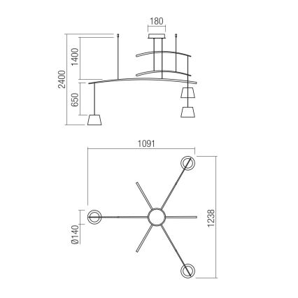 Redo 01-1524 - LED Hanglamp aan een koord LOLLI 3xLED/6W/230V wit