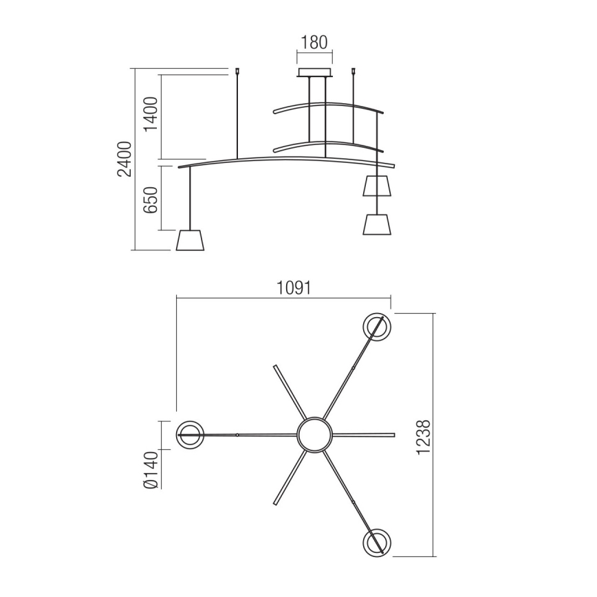 Redo 01-1524 - LED Hanglamp aan een koord LOLLI 3xLED/6W/230V wit