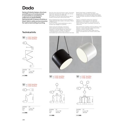 Redo 01-1824 - Hanglamp aan een koord DODO 1xE27/15W/230V spin