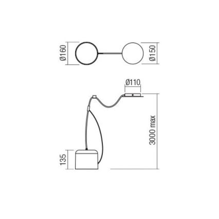 Redo 01-1824 - Hanglamp aan een koord DODO 1xE27/15W/230V spin