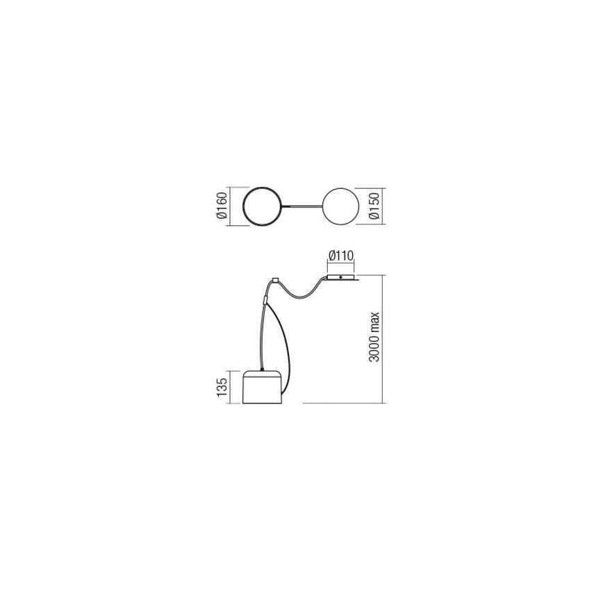 Redo 01-1824 - Hanglamp aan een koord DODO 1xE27/15W/230V spin