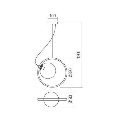 Redo 01-2322 - Hanglamp aan een koord KLEIDI 1xE27/42W/230V diameter 39 cm zwart