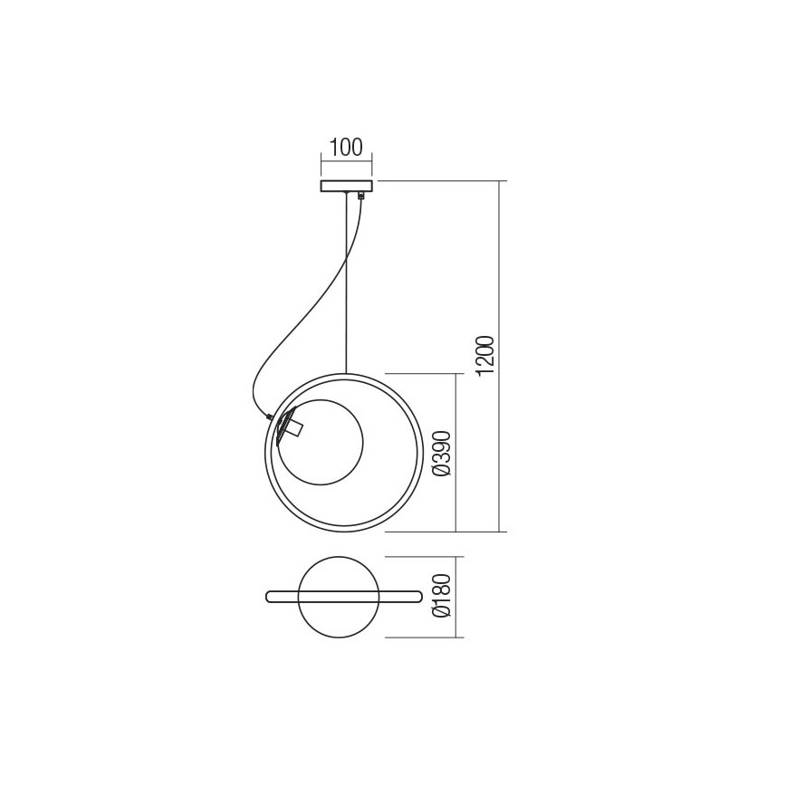 Redo 01-2322 - Hanglamp aan een koord KLEIDI 1xE27/42W/230V diameter 39 cm zwart