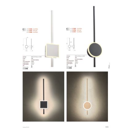 Redo 01-2701 - LED wand verlichting DIAZ LED/18W/230V CRI 90 zwart
