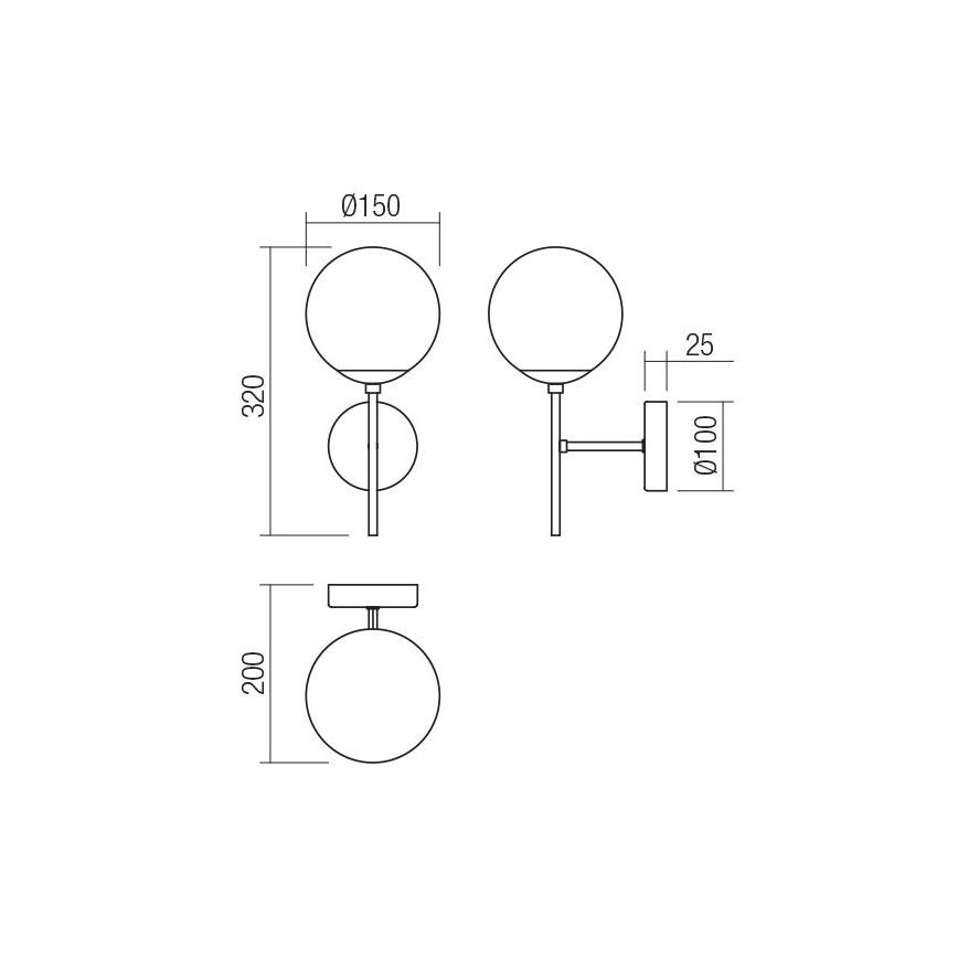 Redo 01-2942 - Wandlamp MUNDI 1xE14/28W/230V koper/rookglas