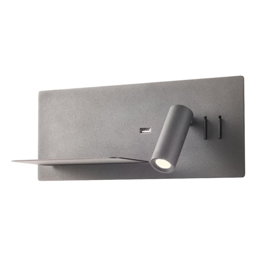 Redo 01-2985 - LED Wandspot BROOK LED/8W/230V + LED/3W USB CRI 90 zwart links