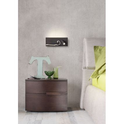 Redo 01-2985 - LED Wandspot BROOK LED/8W/230V + LED/3W USB CRI 90 zwart links