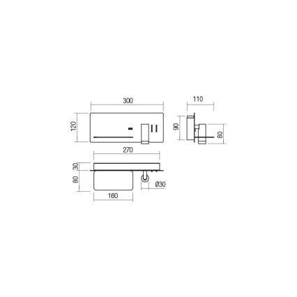 Redo 01-2985 - LED Wandspot BROOK LED/8W/230V + LED/3W USB CRI 90 zwart links