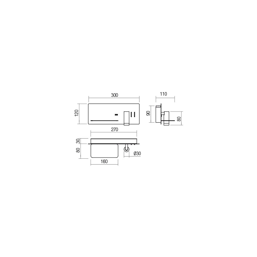 Redo 01-2985 - LED Wandspot BROOK LED/8W/230V + LED/3W USB CRI 90 zwart links