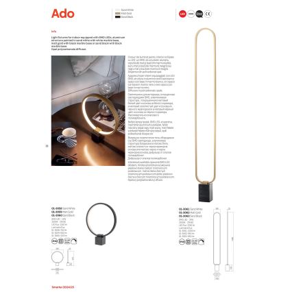 Redo 01-3062 - Dimbare LED Staande lamp ADO LED/24W/230V goud
