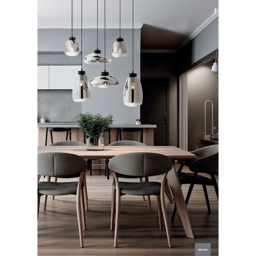 Redo 01-3196 - Hanglamp aan een koord LUKE 1xE27/42W/230V diameter 17 cm zwart