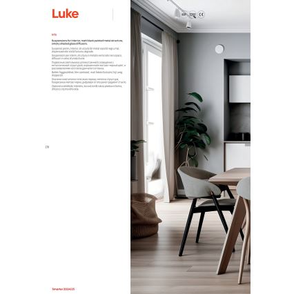 Redo 01-3196 - Hanglamp aan een koord LUKE 1xE27/42W/230V diameter 17 cm zwart