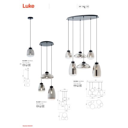 Redo 01-3196 - Hanglamp aan een koord LUKE 1xE27/42W/230V diameter 17 cm zwart