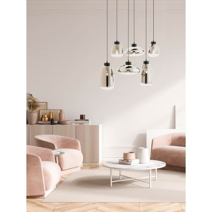 Redo 01-3212 - Hanglamp aan een koord LUKE 6xE27/42W/230V zwart