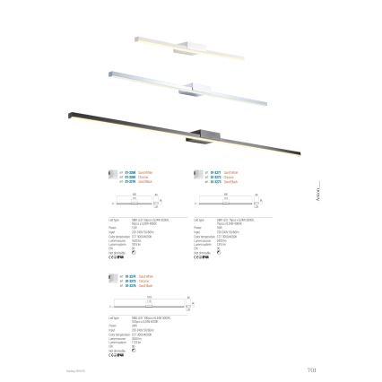 Redo 01-3268 - LED Badkamer spiegelverlichting ASTON LED/12W/230V 60 cm CRI 90 IP44 wit