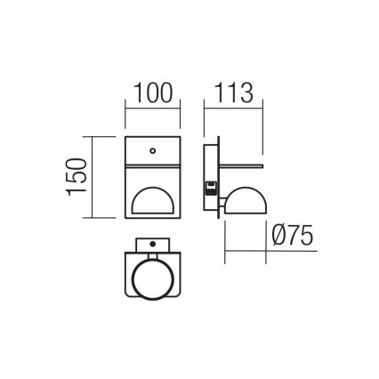 Redo 01-3491 - LED Wandspot SEIBI LED/7W/230V USB CRI 90 wit